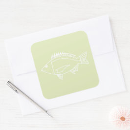 Adesivo Quadrado Black Bream em branco sobre o verde pastel