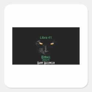 Adesivo Quadrado Black Cat Happy Halloween horizontal