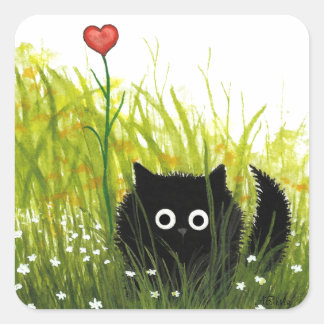 Adesivo Quadrado Black Cat Love Heart de Bihrle