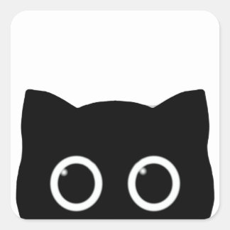 Adesivo Quadrado Black Cat Peeking Sticker