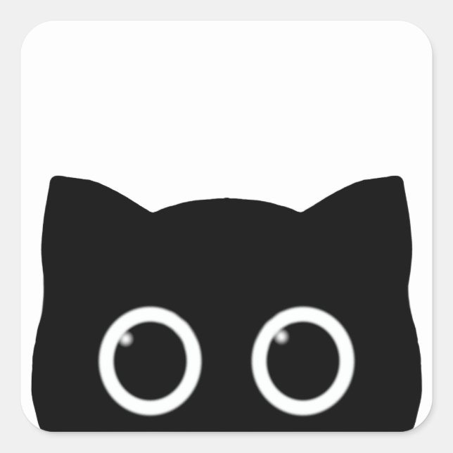 Adesivo Quadrado Black Cat Peeking Sticker (Frente)