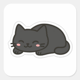 Adesivo Quadrado Black Cat PNG Sticker – Cute Kawaii Cat Loaf