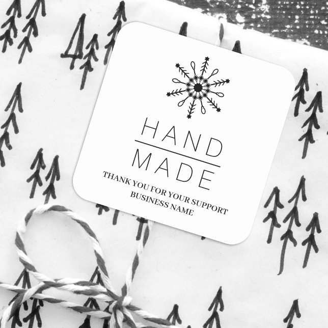 Adesivo Quadrado  Black Christmas Modern Snowflake for Business (Black Christmas Modern Snowflake for Business Square Sticker. )