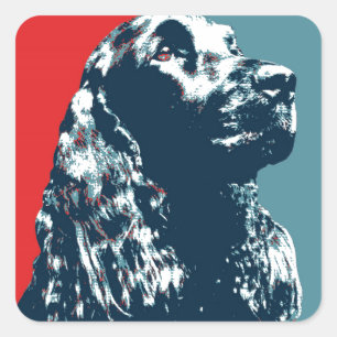 Adesivo Quadrado Black Cocker Spaniel Hope Dog Pop Art