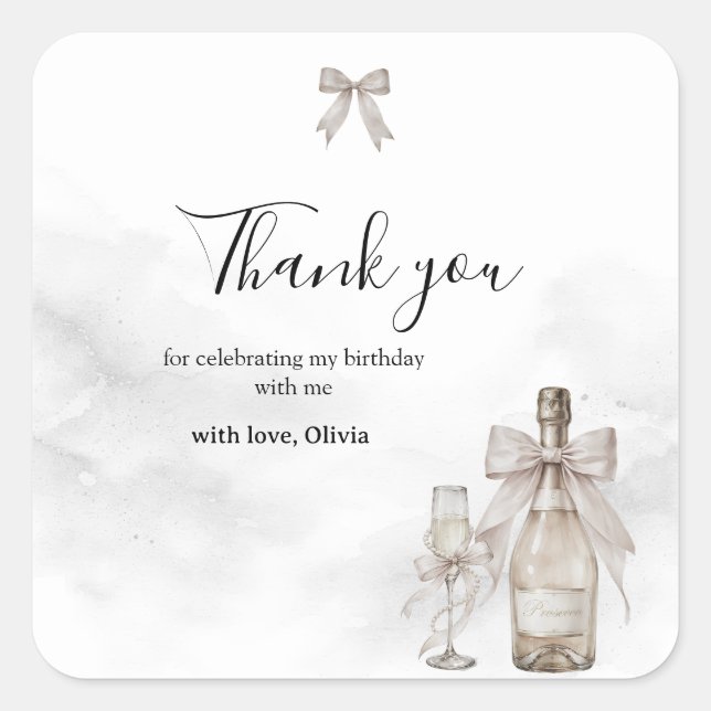 Adesivo Quadrado Black Coquette Minimalist Elegant 50th Birthday (Frente)