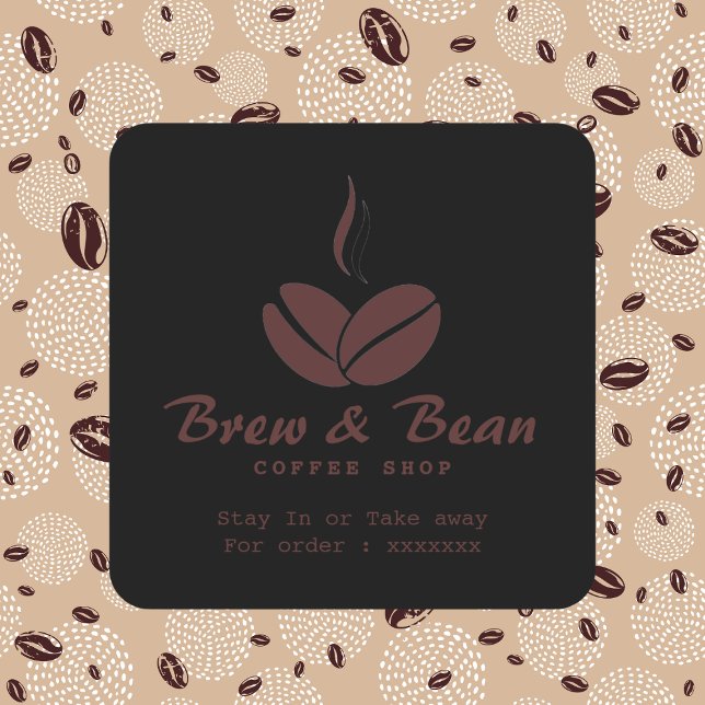 Adesivo Quadrado Black Custom coffee shop logo square sticker (Criador carregado)