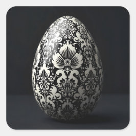 Adesivo Quadrado Black Damask Easter Egg