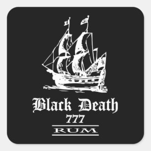Adesivo Quadrado Black Death 777 - Ol ships Rum