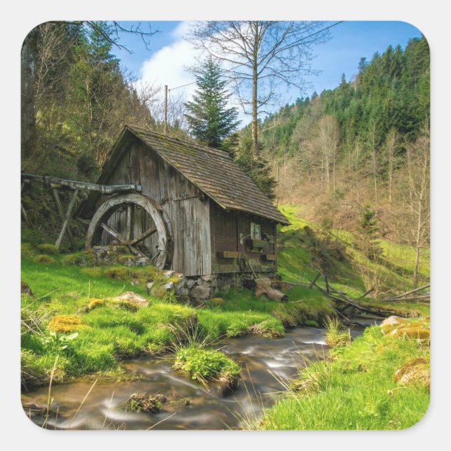 Adesivo Quadrado Black Forest Grist Mill Alemanha (Frente)