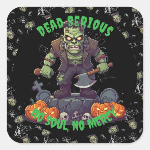 Adesivo Quadrado 🖤 Black Frankenstein Halloween Sticker 💀 🎃