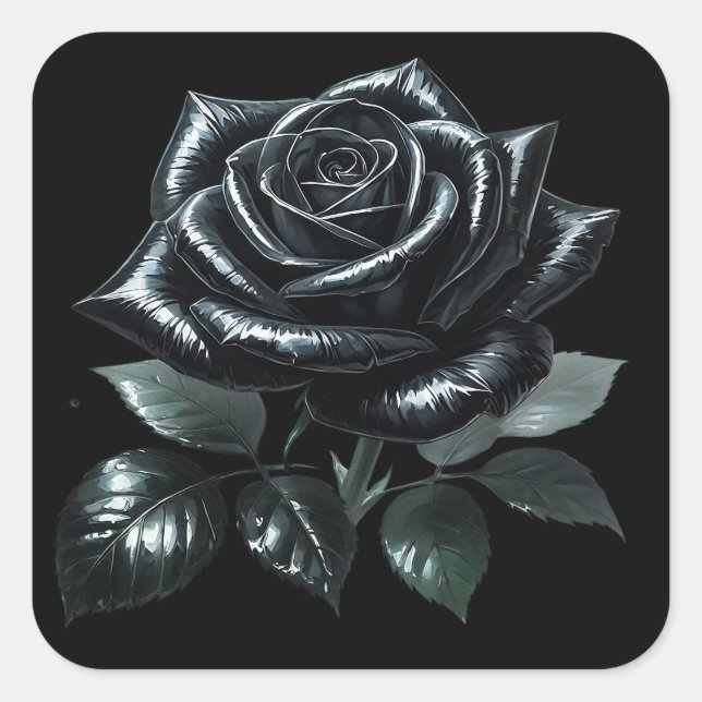 Adesivo Quadrado Black Gothic Rose (Frente)