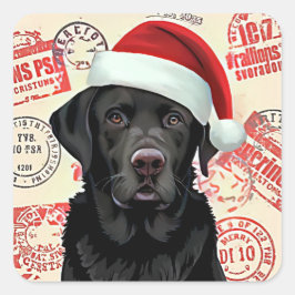 Adesivo Quadrado Black lab christmas