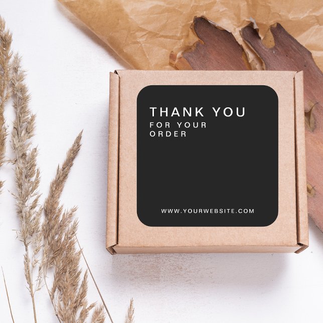 Adesivo Quadrado Black Modern Custom Business Obrigado (Criador carregado)