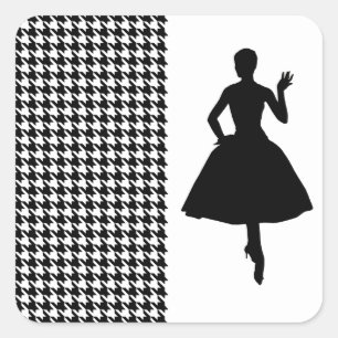 Adesivo Quadrado Black Modern Houndstooth com Fashion Silhouette