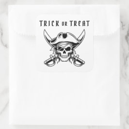 Adesivo Quadrado Black Pirate Skull Trick Or Treat Halloween