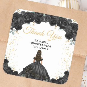 Adesivo Quadrado Black Princesa Quinceañera Obrigada