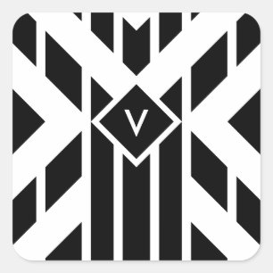 Adesivo Quadrado Black Quadrilateral Strips em branco com monograma