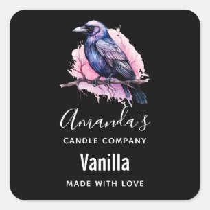 Adesivo Quadrado Black Raven em uma empresa de velas