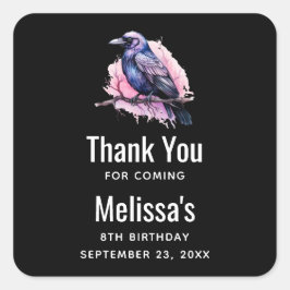 Adesivo Quadrado Black Raven em uma ilustração de ramificação Obrig