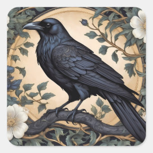 Adesivo Quadrado Black Raven William Morris Inspirado