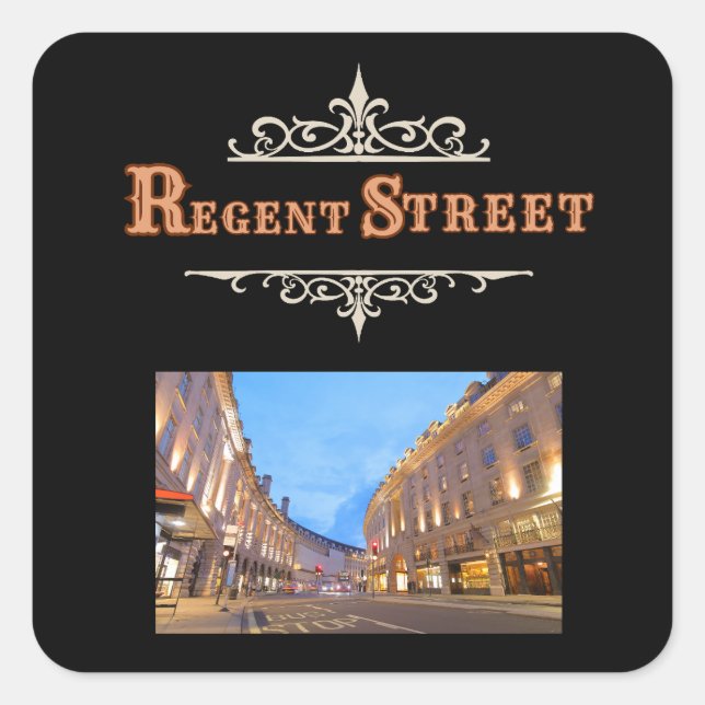 Adesivo Quadrado Black Regent Street Sticker (Frente)