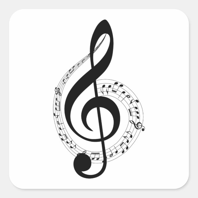 Adesivo Quadrado Black Treble Clef Music Notes Musical Banda Black (Frente)