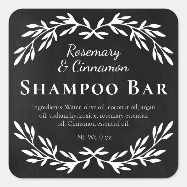 Adesivo Quadrado Black Vintage DIY Shampoo Bar Labs (Frente)