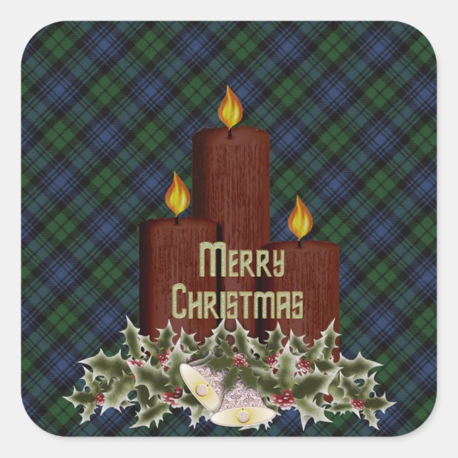 Adesivo Quadrado Black Watch Antigo Tartan Escocês (Frente)