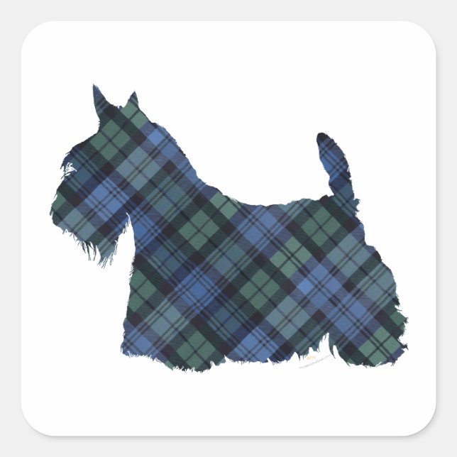 Adesivo Quadrado Black Watch Tartan Scottish Terrier (Frente)