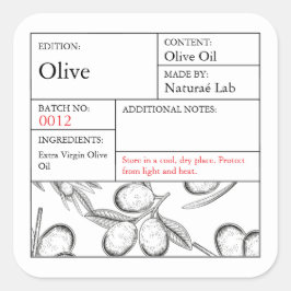 Adesivo Quadrado Black & White Apothecary Olive label