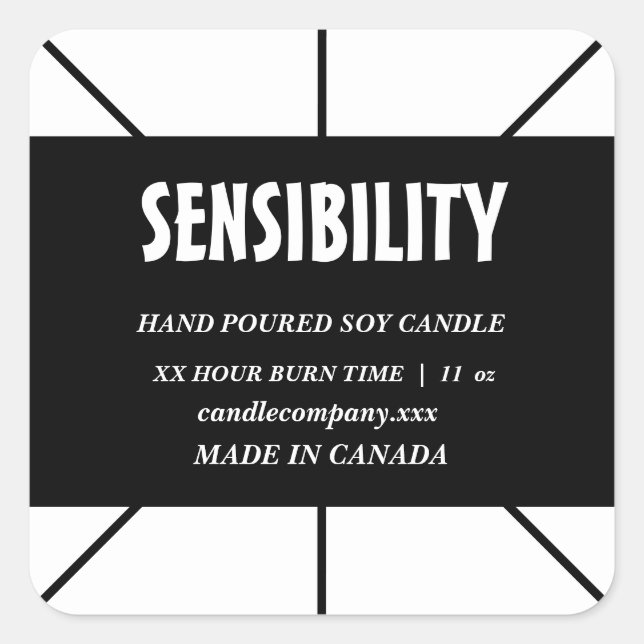 Adesivo Quadrado Black White Candle Product  Square Sticker (Frente)