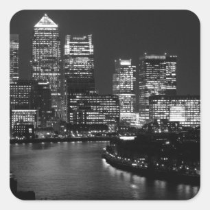 Adesivo Quadrado Black White City Night UK Viagem
