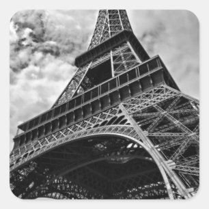 Adesivo Quadrado Black White Eiffel Tower Paris Europe Viagem