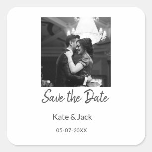 Adesivo Quadrado BLACK WHITE salvar a data adicionar QR nome data l