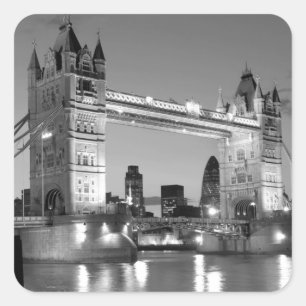 Adesivo Quadrado Black White Tower Bridge