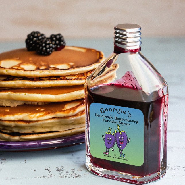 Adesivo Quadrado Blackberry ou Boysenberry Pals Cartoon engraçado (Criador carregado)