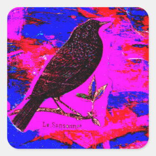 Adesivo Quadrado Blackbird Mixed Media Digital Art