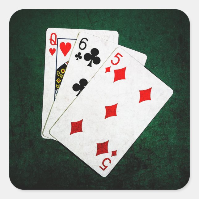 Adesivo Quadrado Blackjack 21 pontos - Rainha, 6, 5 (Frente)