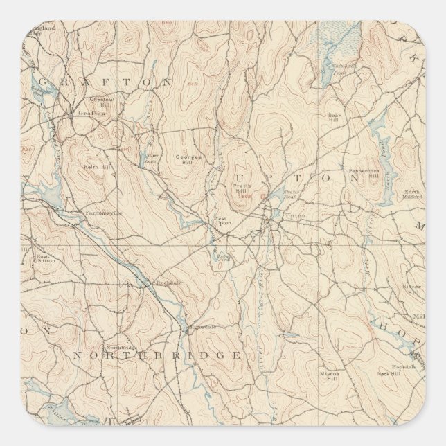 Adesivo Quadrado Blackstone, Massachusetts (Frente)