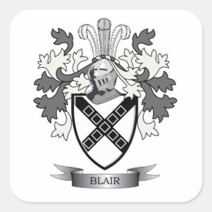 Adesivo Quadrado Blair Family Crest Casaco de Armas