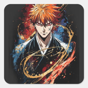 Adesivo Quadrado Bleach Ichigo Bankai Tensa Zangetsu Arte Anime Cam