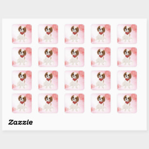 Adesivo Quadrado Blenheim Cavalier King Charles Spaniel Puppy