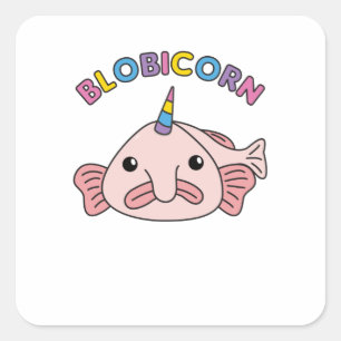 Adesivo Quadrado Blobfish Funny Unicorn Blobicorn