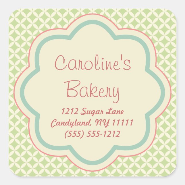 Adesivo Quadrado Blocos para cozinhar e padaria, padrão verde (Frente)