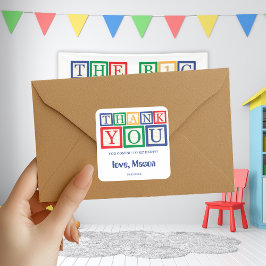 Adesivo Quadrado Blocos Primários Personalizados de Agradecimento D