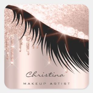 Adesivo Quadrado Blog do artista Glitter Lashe Sparkly Lábios De B