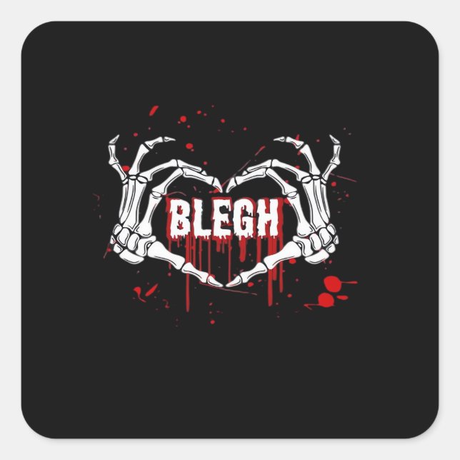 Adesivo Quadrado Bloody Bredown, Skeleton Heart Mãos Emo, Metalc (Frente)