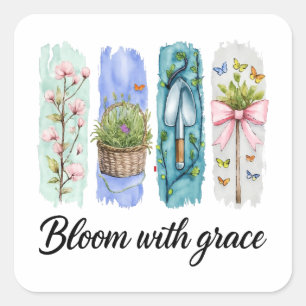 Adesivo Quadrado Bloom com a Arte Floral Grace Garden