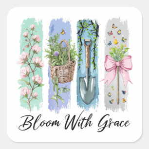 Adesivo Quadrado Bloom com a Arte Floral Grace Garden