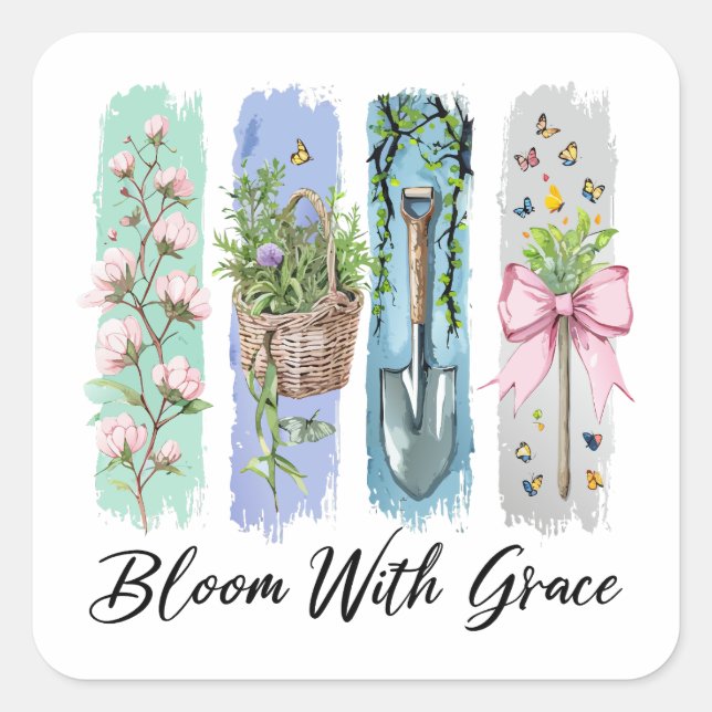 Adesivo Quadrado Bloom com a Arte Floral Grace Garden (Frente)